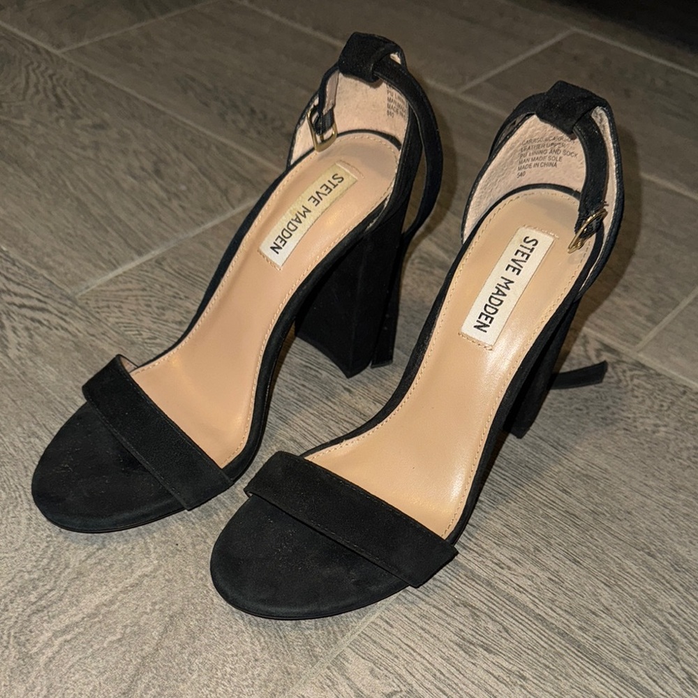 Steve Madden Black High Block Heel Sandals